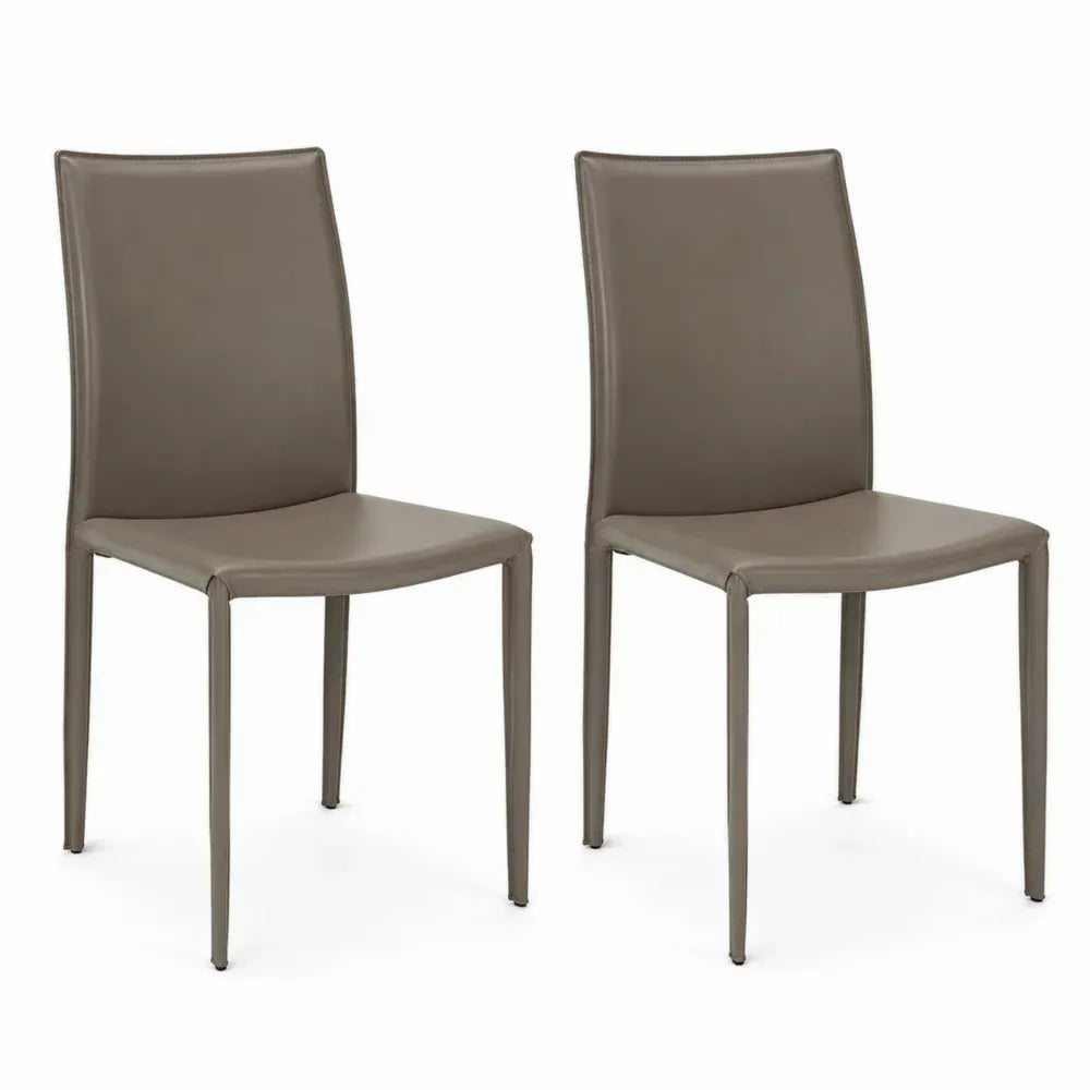 Esszimmerstuhl 2er Set Polsterstuhl 45 x 55 x 96 cm PU Kunstleder Polyurethanschaum Stahlrahmen rechteckig Taupe Schwarz