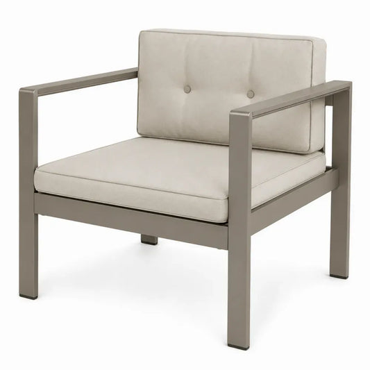 Loungesessel Gartensessel mit Aluminiumrahmen Polyesterkissen rechteckig taupe beige 83 x 78 x 76 cm