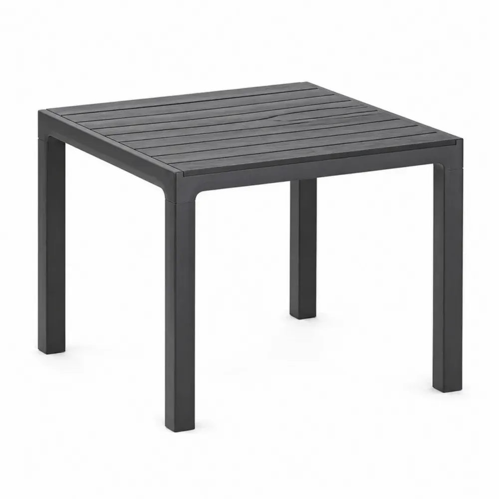Quadratischer Gartentisch Esstisch aus Polypropylen mit Lamellenplatte Anthrazit 90 x 90 x 74 cm