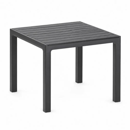 Quadratischer Gartentisch Esstisch aus Polypropylen mit Lamellenplatte Anthrazit 90 x 90 x 74 cm
