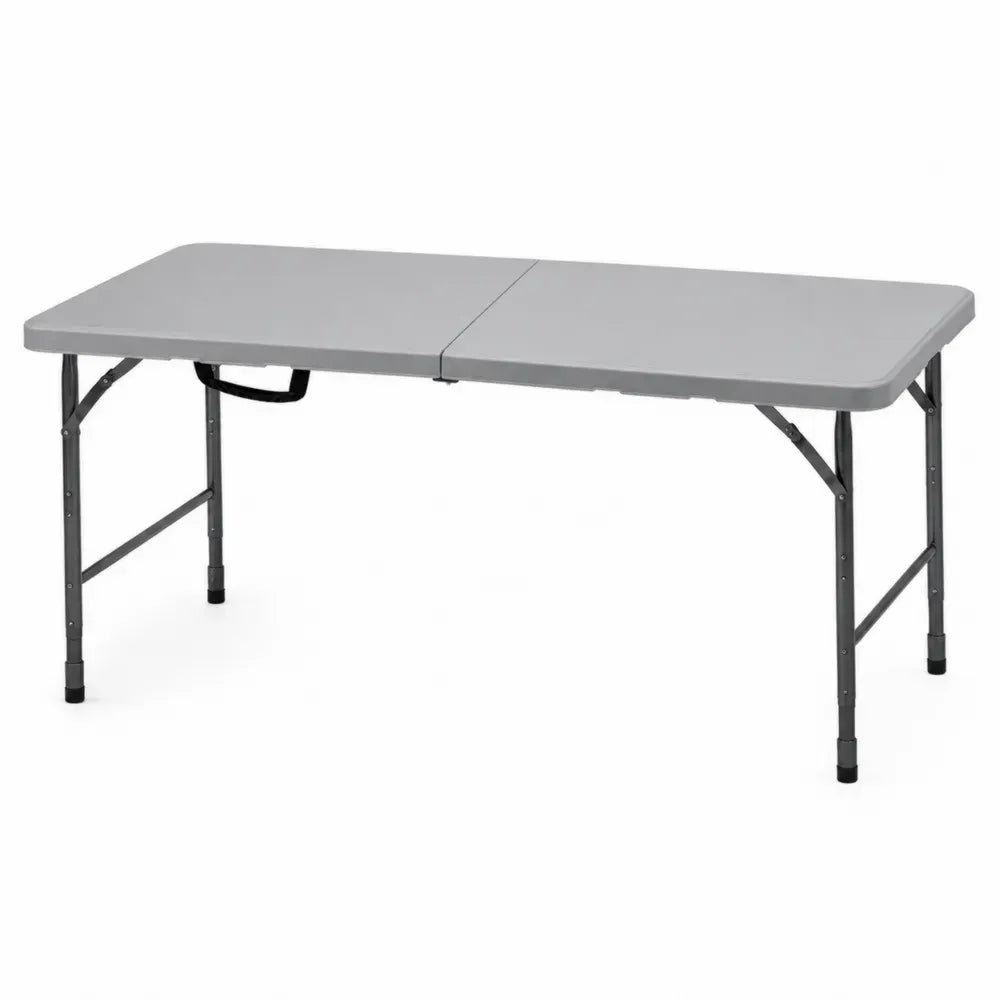 Klapptisch Gartentisch aus HDPE und pulverbeschichtetem Stahl rechteckig Grau Schwarz 180 x 75 x 74 cm