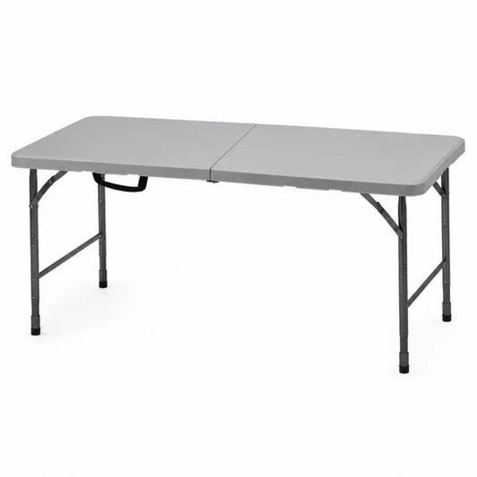 Klapptisch Gartentisch aus HDPE und pulverbeschichtetem Stahl rechteckig Grau Schwarz 180 x 75 x 74 cm