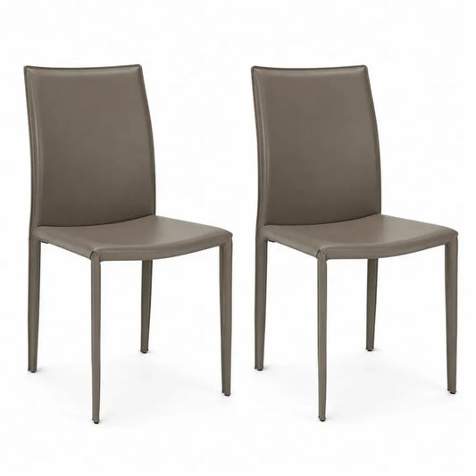 Esszimmerstuhl 2er Set Polsterstuhl 45 x 55 x 96 cm PU Kunstleder Polyurethanschaum Stahlrahmen rechteckig Taupe Schwarz