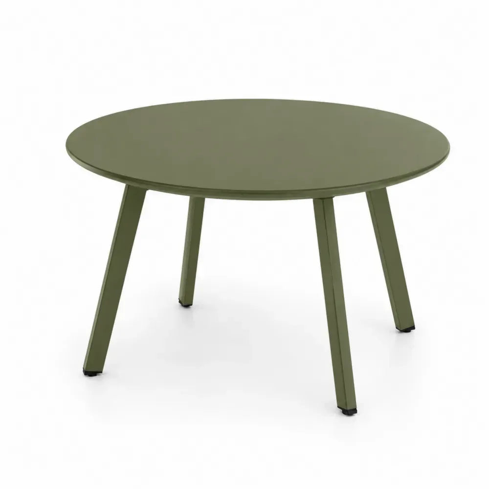 Runder Gartentisch Esstisch aus pulverbeschichtetem Aluminium Olivgrün Schwarz Ø 110 x 74 cm