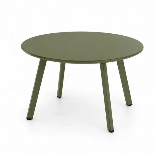 Runder Gartentisch Esstisch aus pulverbeschichtetem Aluminium Olivgrün Schwarz Ø 110 x 74 cm
